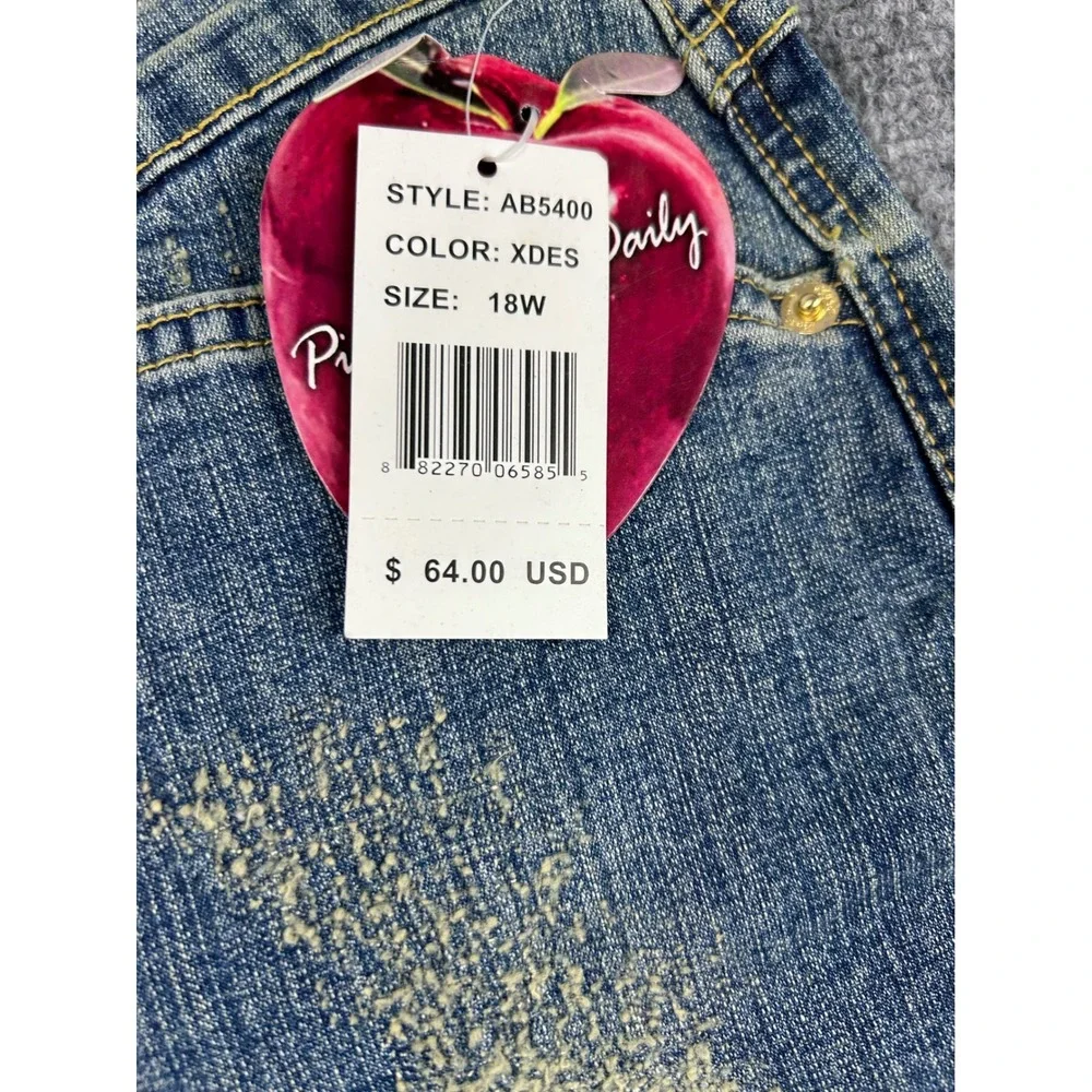 VTG Apple Bottoms Womens Jeans Size 18W Capri Distressed Yellow Embroidered NWOT